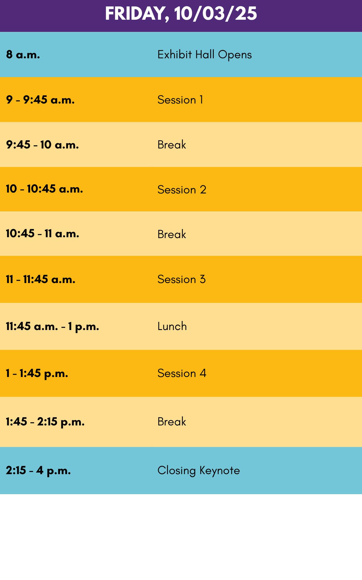 Friday Attendee Schedule