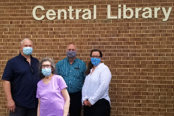 Pictured from left to right are Friends of Central Community Library President Tom Gurney, Vice President Rhoda Westler, Treasurer Jim Boucher and Social Media Coordinator Angela Pounders.  